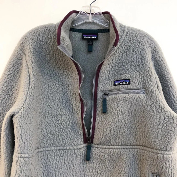 Patagonia Gray Sherpa Quarter Zip Logo Outdoor Casual Pullover Women's Medium - Picture 6 of 9